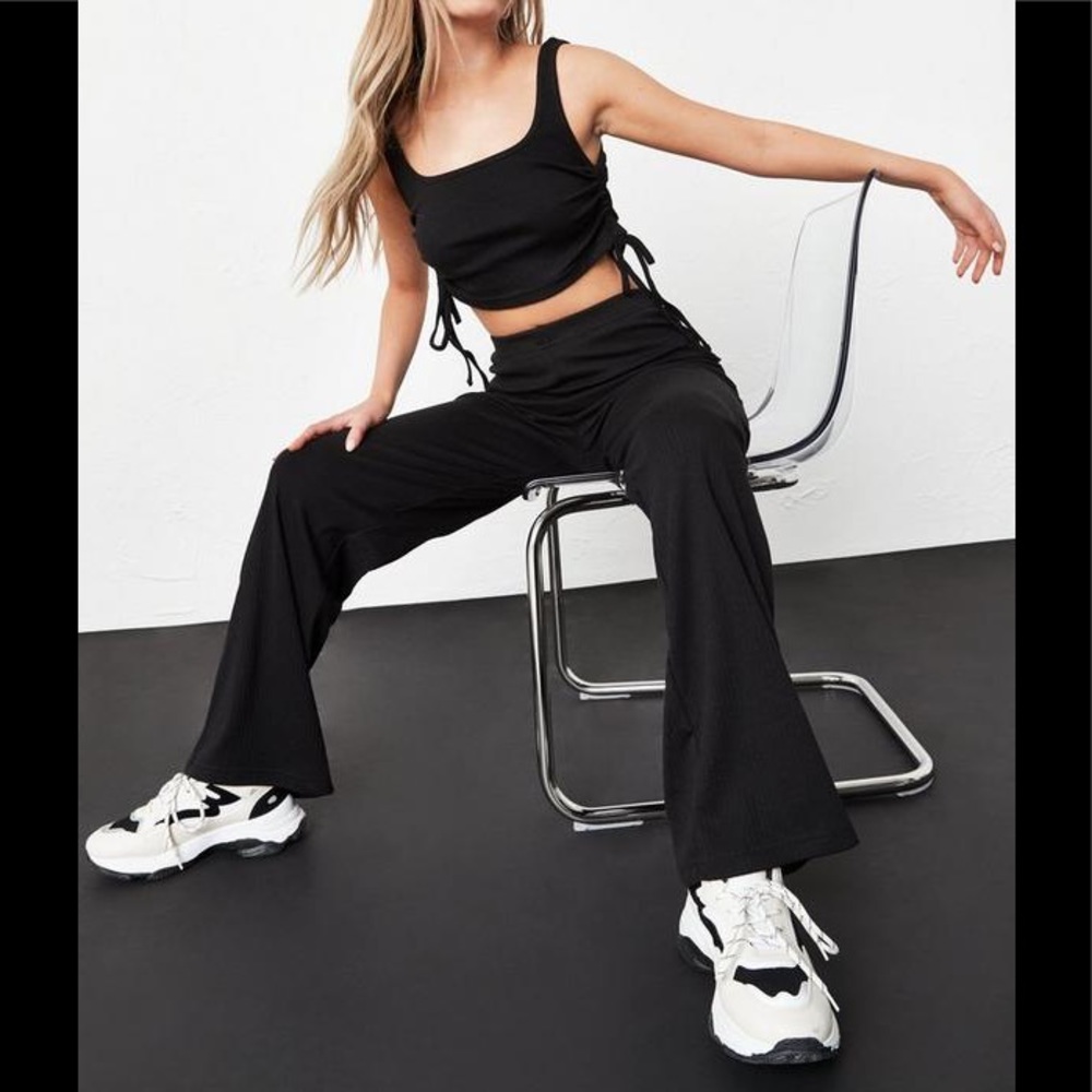 💋Asymmetrical Ruched Sides W/Drawstrings On Both Sides Round Kneck Crop Top